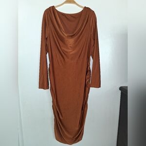 Elegant Bronce Strech Long Sleeve Dress